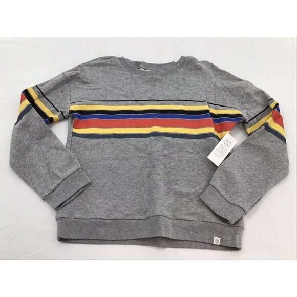 Treasure & Bond Boys Size XL 14/16 Grey Rainbow Stripe Pullover Sweatshirt - Picture 1 of 5